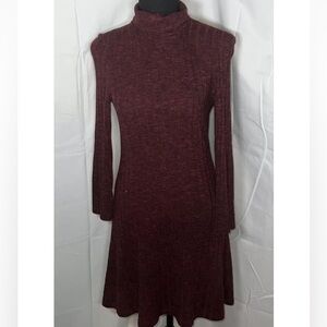 American Eagle Pullover Long Sleeve Turtle Neck Dress Womens Size M Burgundy